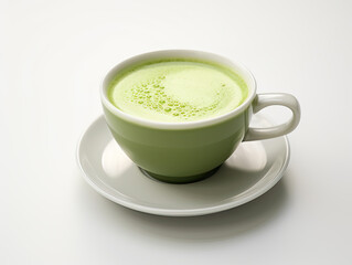 Aromatic Matcha Latte in a Green Cup
