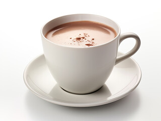 Naklejka premium Warm Cup of Hot Chocolate on White Saucer