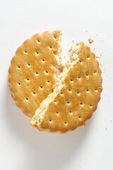 Biscuit broken into two halves