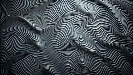 Distorted patterns on a dark gray surface, created by an analog printing process, distressed, moire effect