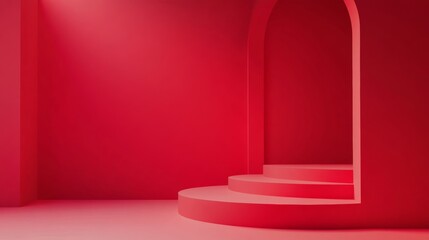 Obraz premium Red studio gradient background for product placement or website. Copy Space, horizontal composition.