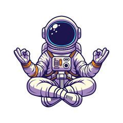 cartoon astronaut meditating vector illustration isolated background © Nurjen