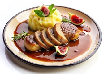 Glazed Duck Fillet with Mashed Potatoes and Fig Sauce