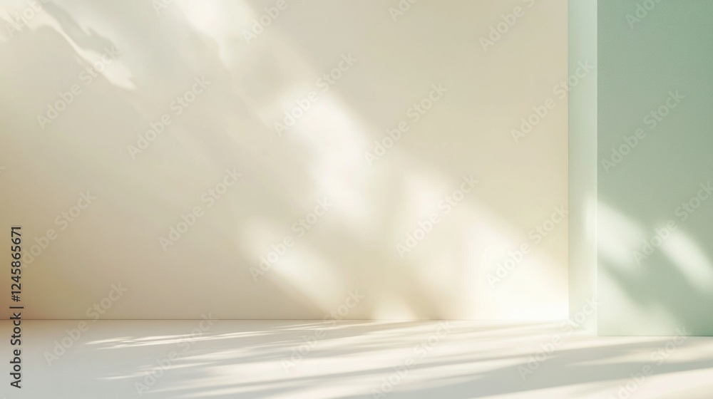 Poster creamy beige wall with light and shadows with a soft gradient transition minimal effect