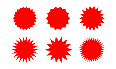 red label star shape, red starburst graphic, sticker tag for sale advertising