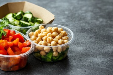 Healthy chickpea salad meal prep containers