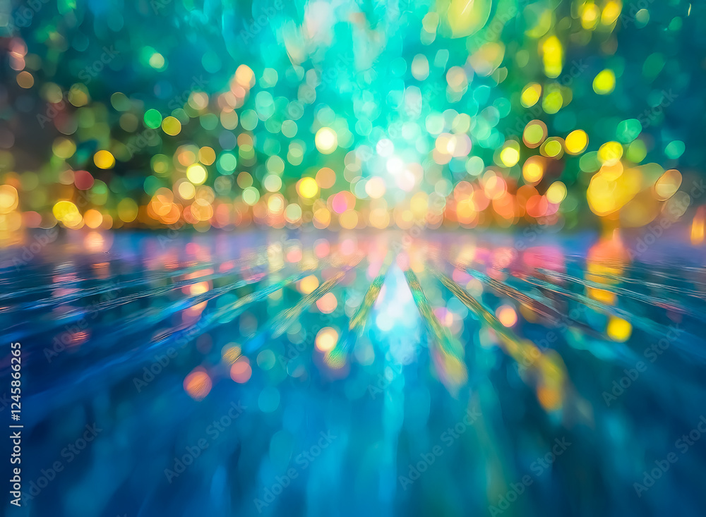 Poster blurred lights create a vibrant bokeh background with a dreamy and magical feel. the colors blend sm