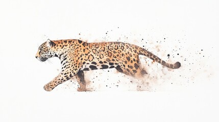 A dynamic illustration of a leopard in motion, showcasing its speed and agility against a blurred background