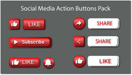 A dynamic set of social media buttons for likes, shares, follows, and other interactive engagements.