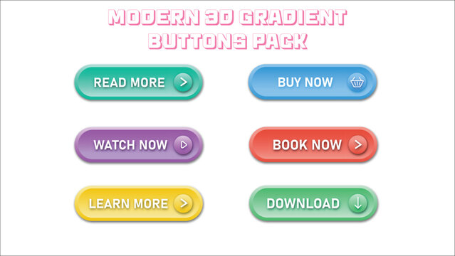 A stylish set of 3D gradient buttons designed for web, UI, and interactive projects.