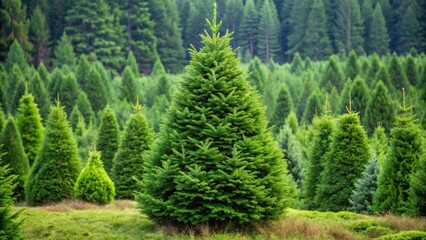 Fototapeta premium Tall Norway Spruce Tree with Dark Green Needles and Conical Shape