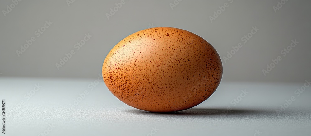 Poster a single hen egg resting on a smooth white background showcasing its natural texture and color in a 