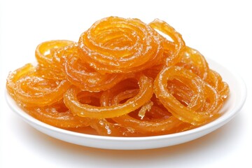 Sweet Jalebi dessert on plate, studio shot, food photography, recipe