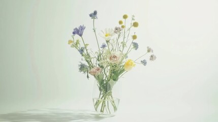 Fresh Spring Flowers in Glass Vase Celebrating International Women's Day with Soft Pastel Tones and Contemporary Elegance