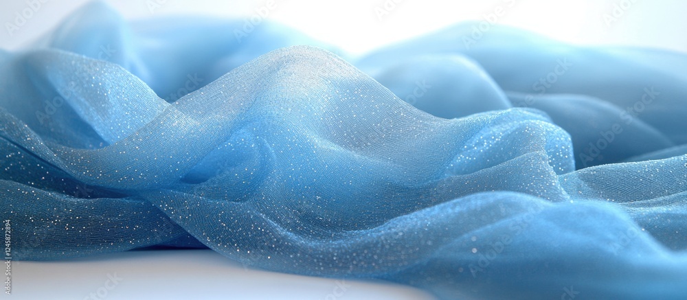 Poster elegant blue fabric draping softly with a delicate texture and shimmering finish perfect for textile