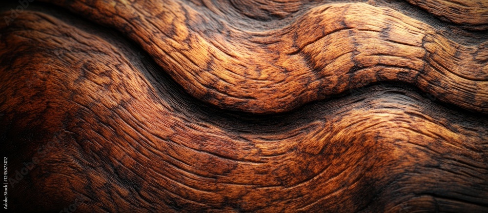 Aufkleber textured brown wood grain surface with wavy patterns showcasing natural variations and rich tones fo