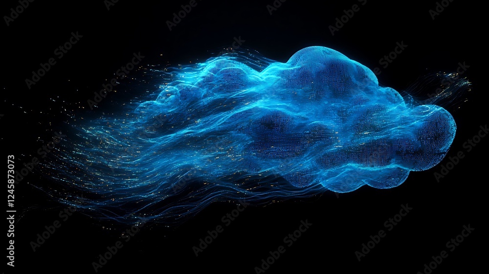 Aufkleber abstract digital cloud data flow visualization