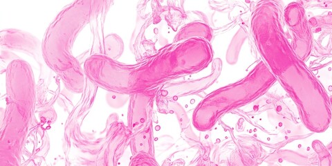 Pink liquid swirls abstract background, science, design