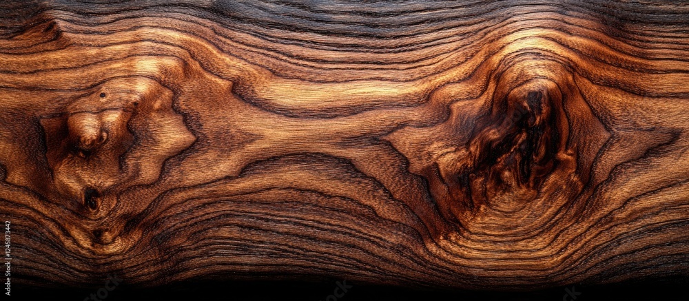 Aufkleber wooden panel fragment showcasing rich textures and patterns of walnut hardwood in a close-up view su