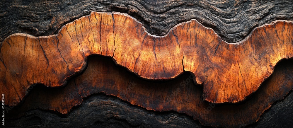 Aufkleber textured fragment of a hardwood oak panel showcasing intricate natural patterns and rich colors in a