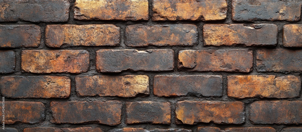Aufkleber textured brown brick wall with age and dirt traces highlighting rustic architecture and weathered su