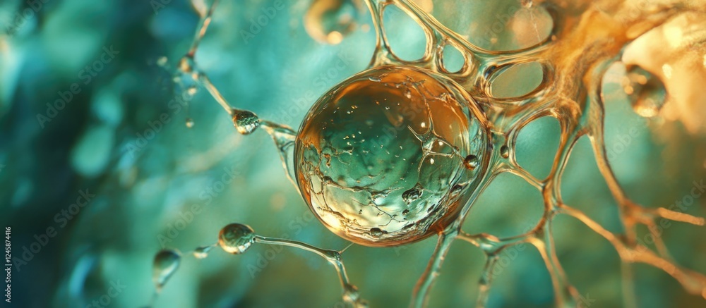 Poster abstract representation of raindrops with vibrant colors and intricate patterns highlighting fluid d