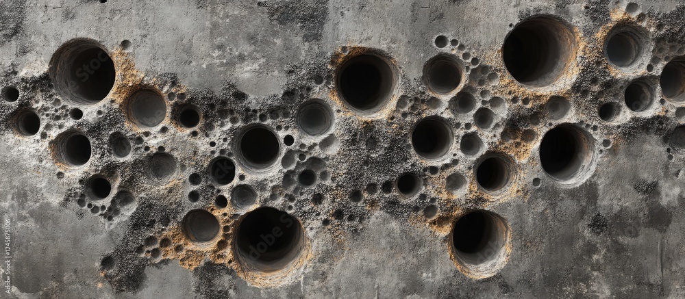 Aufkleber textured aged concrete surface featuring holes and patterns ideal for backgrounds and design project