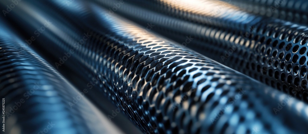Poster aluminium cooling coils close-up showcasing intricate textures and patterns for industrial and desig