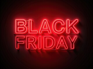 Obraz premium Red Neon Black Friday Text