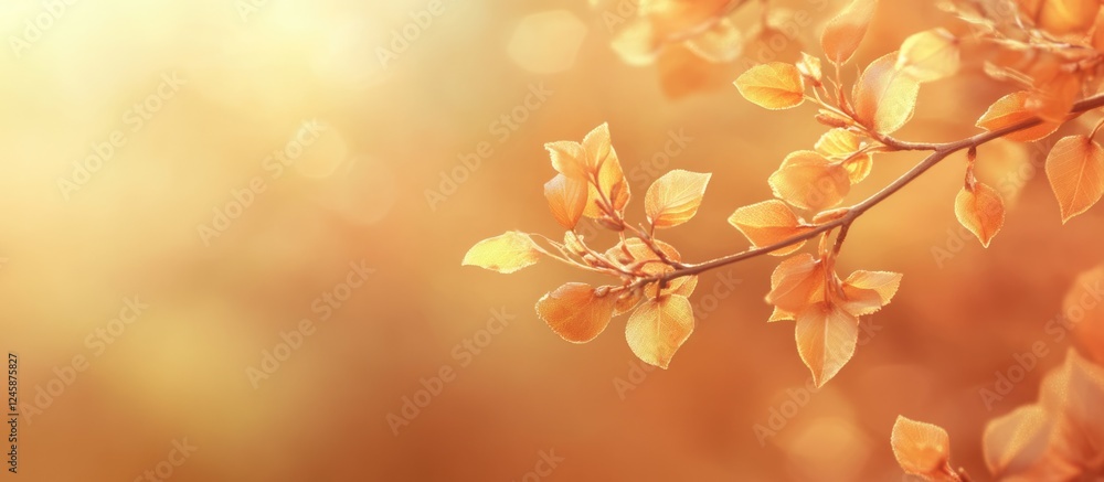 Poster golden autumn foliage with soft bokeh background creating a warm and inviting seasonal atmosphere fo