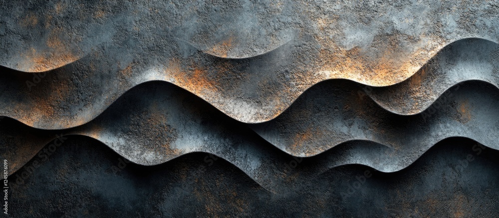 Aufkleber abstract waves and texture on a cement surface created by troweling technique highlighting depth and