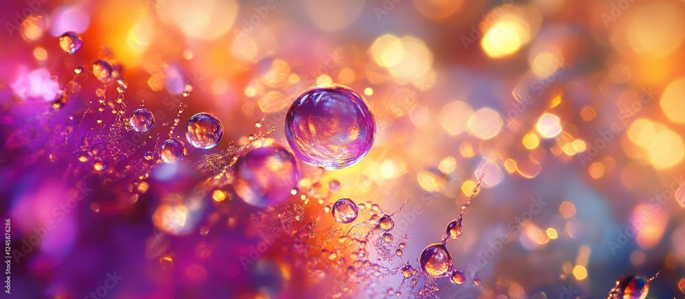 Poster vibrant bokeh background with colorful water droplets on glass creating a dreamy abstract atmosphere
