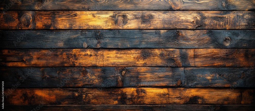 Aufkleber rustic dark wood table surface background with a top-down view showcasing textured planks and earthy