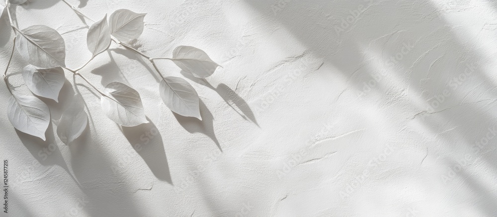 Poster abstract leaves creating a natural shadow effect on a light textured background ideal for product pr