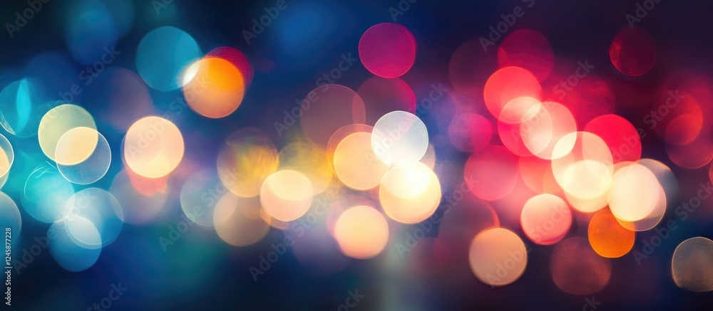 Aufkleber abstract bokeh lights in vibrant colors of red, blue, yellow, and white creating a smooth curve back