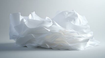 A neatly stacked pile of white paper, captured in a studio setting with soft lighting.
