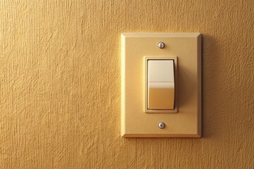 Soft beige walls frame a minimalist light switch, showcasing a panoramic interior.