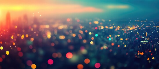 Obraz premium Aerial view of Taipei city skyline blurred lights after sunset creating an abstract colorful background atmosphere