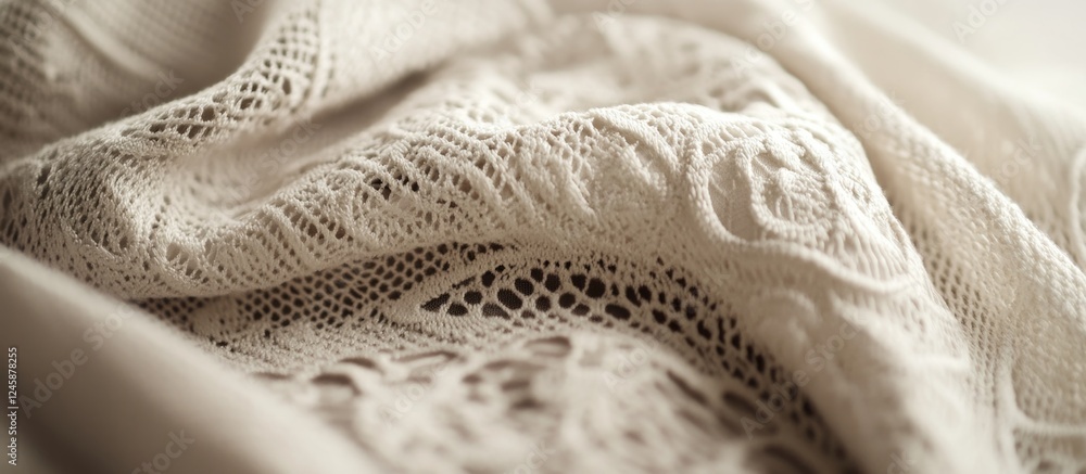 Aufkleber close-up of intricate lace fabric showing detailed patterns and textures with soft focus and natural