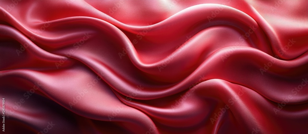 Aufkleber luxurious red silk fabric with elegant wavy folds creating a rich and smooth abstract texture for so