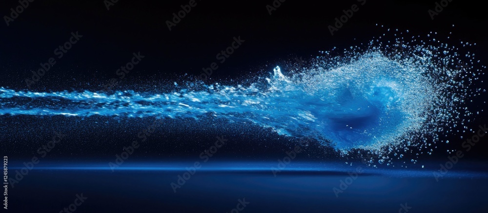Aufkleber dynamic blue water splash with droplets against a dark backdrop showcasing fluid motion and energy i