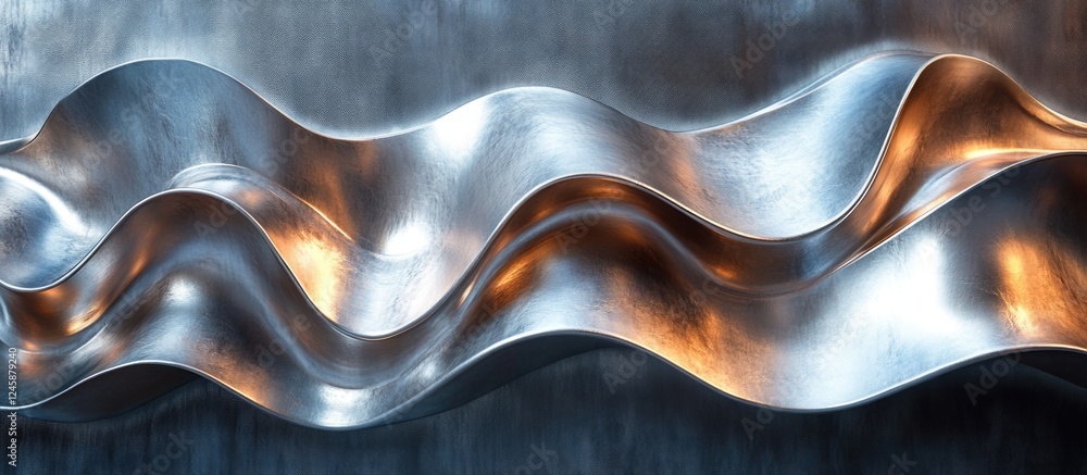 Aufkleber abstract wavy textures of zinc metal displaying dynamic reflections and smooth curves suitable for m
