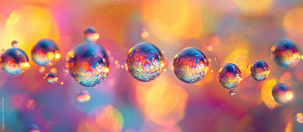 Poster colorful bokeh background with sparkling water droplets creating a vibrant abstract design ideal for
