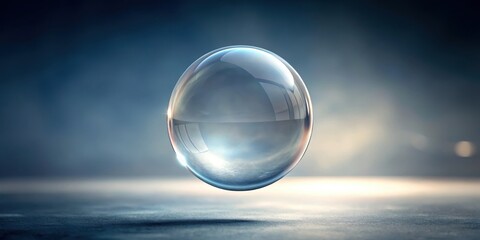A delicate, transparent orb suspended in mid-air by an invisible thread, force, physics,  force, physics
