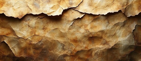 Obraz premium Textured abstract background of aged beige paper fabric with crumpled layers and earthy tones for artistic and design purposes.