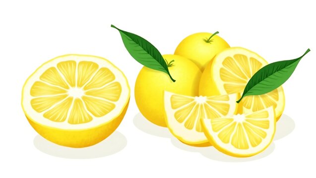 Illustration of vibrant lemons and fresh slices - refreshing essence - ideal for culinary events or media