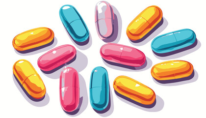 Pills and Vitamins Vector Illustration Icon Isolated On White Background Flat Style