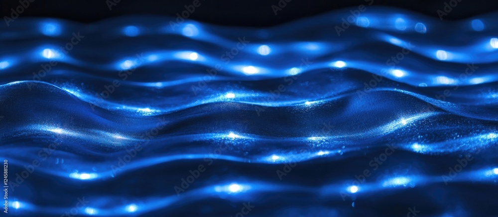 Aufkleber waves of shimmering blue bokeh lights creating an abstract pattern on a dark background perfect for 
