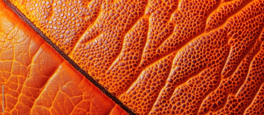 Poster abstract close-up of a basketball texture showcasing intricate patterns and vivid orange hues for sp