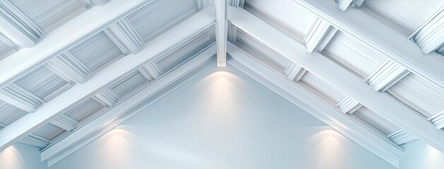 Obraz premium Detailed view of a steel roof truss structure at a stadium highlighting craftsmanship and engineering design in bright conditions